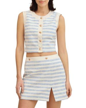 Avec Les Filles Stripe Crop Vest - White