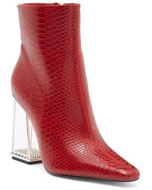 Lady Couture Glam Snakeskin Embossed Boot - Red