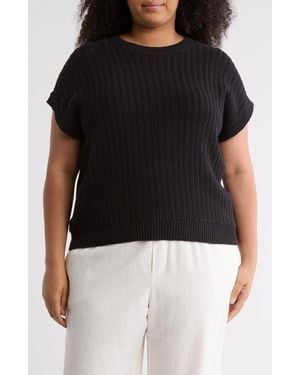 Nordstrom Rack Cotton Short Sleeve Sweater - Black