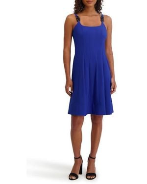Kensie Chain Strap Fit & Flare Dress - Blue