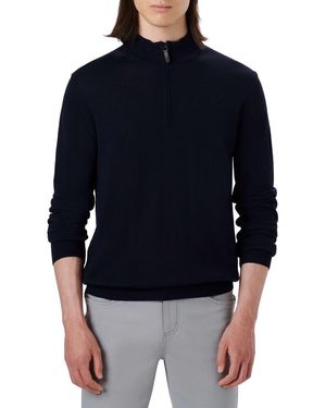Bugatchi Water Repellent Merino Wool Quarter-Zip Pullover - Black