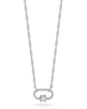 Sphera Milano Oval Lock Cubic Zirconia Pendant Necklace - White