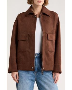 Max Studio Faux Suede Jacket - Brown