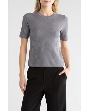 Rag & Bone Pam Short Sleeve Cotton Jacquard Sweater - Gray
