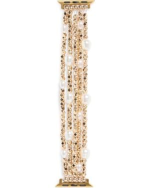 Nordstrom Rack Embellished Beaded Apple Watch Watchband - Metallic
