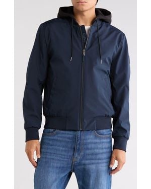 Calvin Klein Softshell Knit Bomber Hoodie - Blue