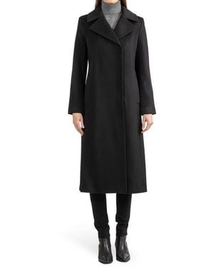 Sofiacashmere Wool Notch Lapel Coat - Black