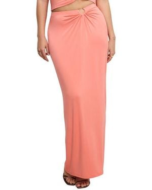 GOOD AMERICAN Ruched Jersey Maxi Skirt - Pink