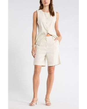 Nordstrom Pleat Front Trouser Shorts - Natural