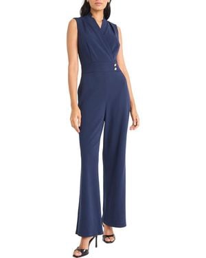 Maggy London Notch Collar Sleeveless Jumpsuit - Blue