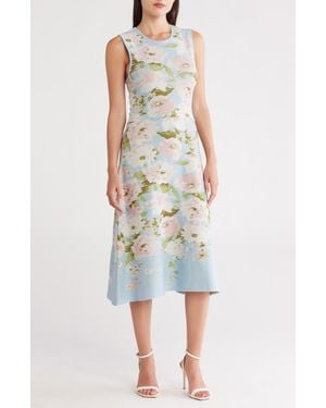 Donna Ricco Floral Sleeveless Midi Sweater Dress - Multicolor