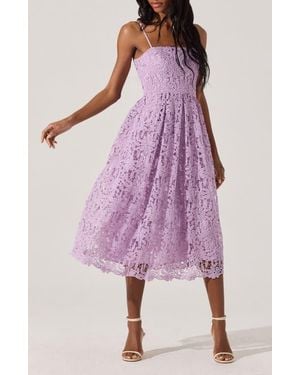 Astr Floral Lace Dress - Purple