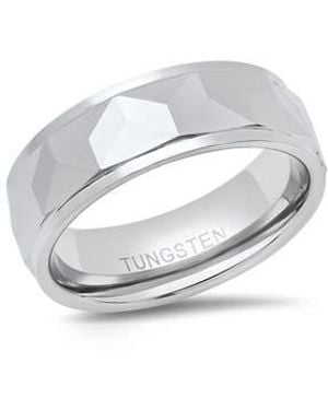 HMY Jewelry Faceted Tungsten Ring - Metallic