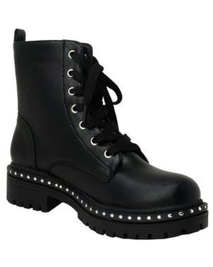 In Touch Footwear Mira Studded Lug Combat Boot - Black