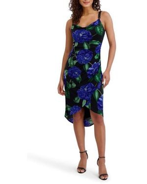 Siena Jewelry Printed Jersey Body-Con Dress - Blue