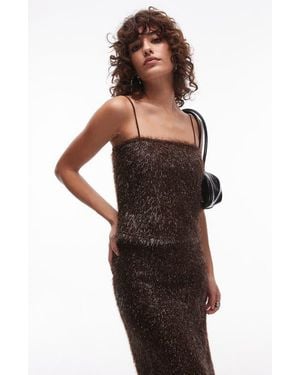 TOPSHOP Tinsel Crop Camisole - Brown