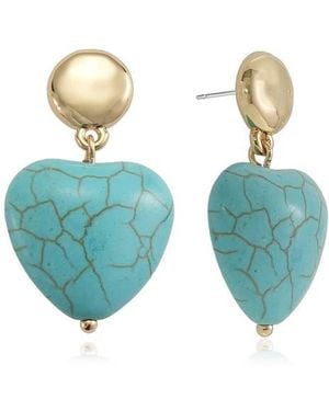 Ettika Stone Heart Drop Earrings - Blue