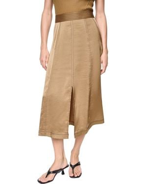DKNY Satin Midi Skirt - Natural