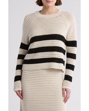 Rachel Roy Crochet Stitch Stripe Sweater - Natural