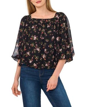 Cece Square Neck Bubble Top - Black