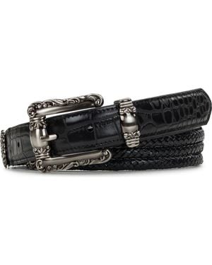 Patricia Nash Barni Distressed Croc-Embossed Leather - Black