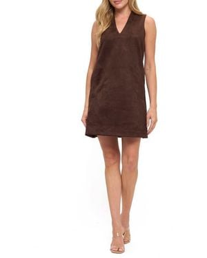 O.L. Faux Suede Sleeveless Minidress - Brown