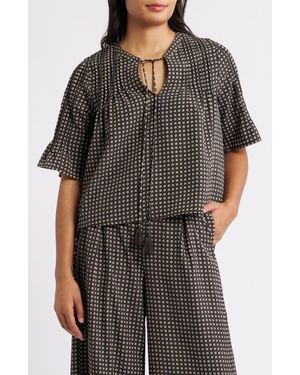 Bobeau Dot Print Boho Top - Multicolor