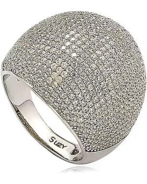 Suzy Levian Pavé Cubic Zirconia Statement Ring - Gray