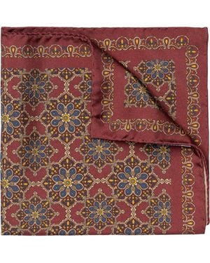 Eton Medallion Print Silk Pocket Square - Multicolor
