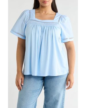 Tahari Pintuck Knit Top - Blue
