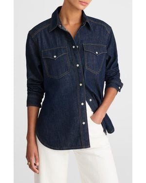 Madewell Western Oversize Denim Button-Up Shirt - Blue