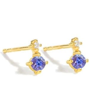 YS GEMS Emerald & Topaz Double Drop Earrings - Blue