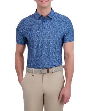 Ben Sherman Geo Print Tech Jersey Golf Polo - Blue