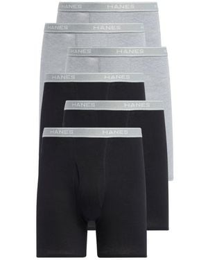 Hanes 6-Pack Assorted Boxer Briefs - Gray