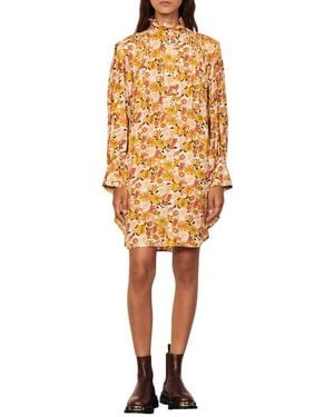 Sandro Filipa Floral Long Sleeve Dress - Orange