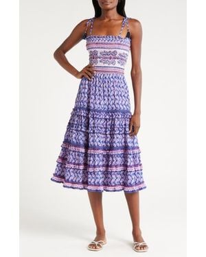 Alicia Bell Liberty Floral Tiered Cotton & Silk Sundress - Purple