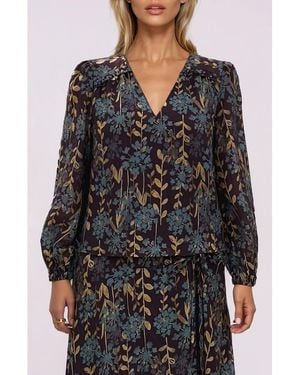 MELLODAY Organza Print Top - Black