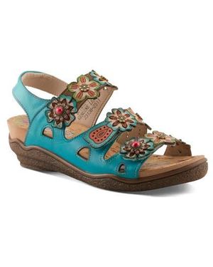 Spring Step Bethie Ankle Strap Wedge Sandal - Blue
