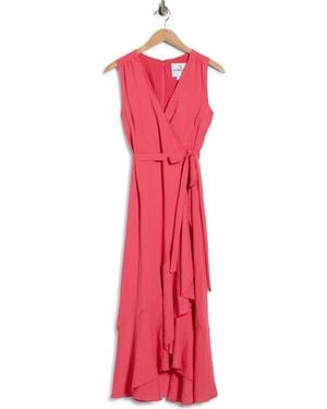 Sam Edelman Sleeveless Faux Wrap Dress - Pink