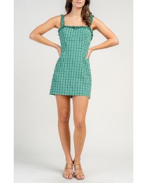Beivy Gingham Ruffle Minidress - Green