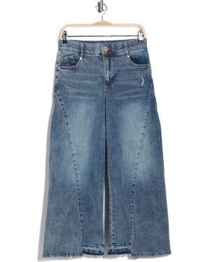 Democracy Relaxed Raw Hem Barrel Leg Jeans - Blue