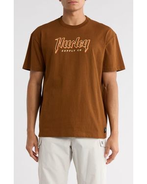 Hurley Built Logo Cotton Graphic T-Shirt - Brown