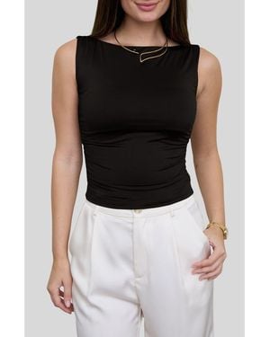 Blu Pepper Boat Neck Sleeveless Top - Black