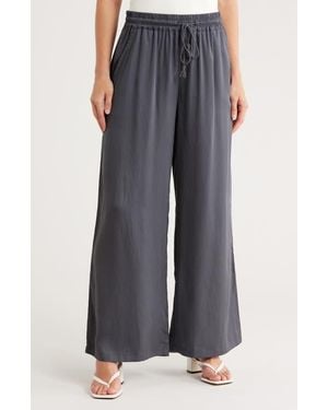Tahari Drawstring Wide Leg Pants - Gray