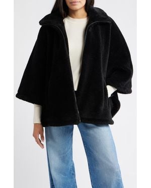 Bernardo Calder Faux Fur Poncho Jacket - Black