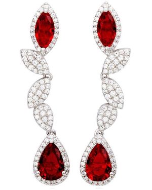 Suzy Levian Sterling Sapphire & Lab Grown Sapphire Drop Dangle Earrings - Red