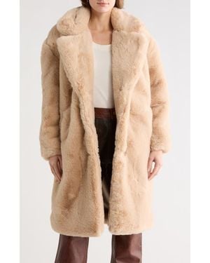 Blank NYC Faux Fur Long Coat - Natural