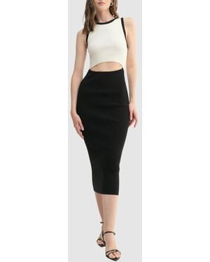 Lush Colorblock Cutout Midi Dress - Black