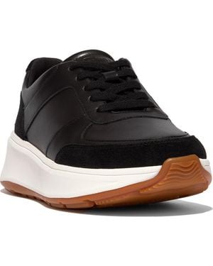 Fitflop F-Mode Leather/Suede Flatform Sneakers () Shoes - Black