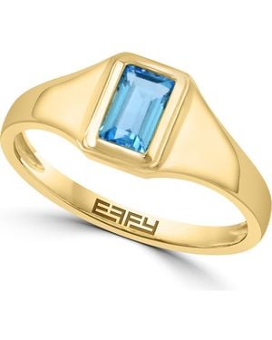 Effy Emerald Cut Topaz Signet Ring - Metallic